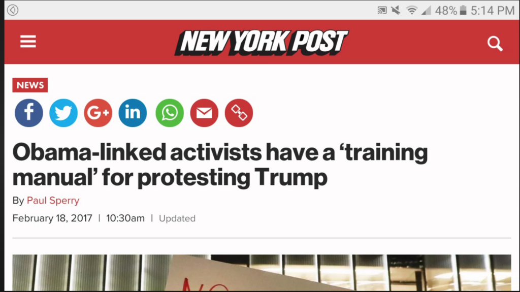 Obama-linked activists have a “training manual” for protesting Trump  
