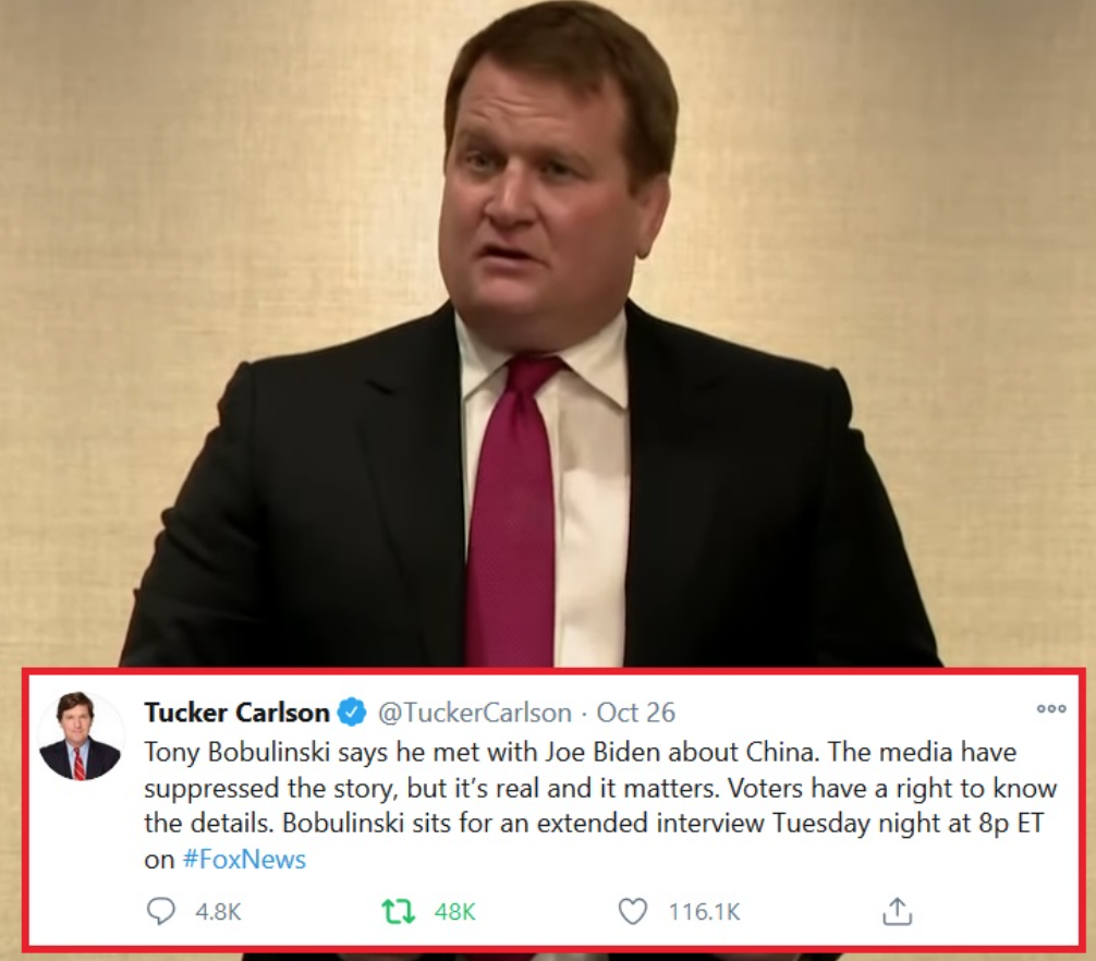 A tweet by Tucker Carlson