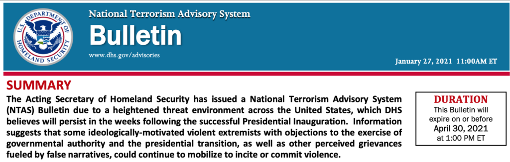 The National Terrorism Advisory System  