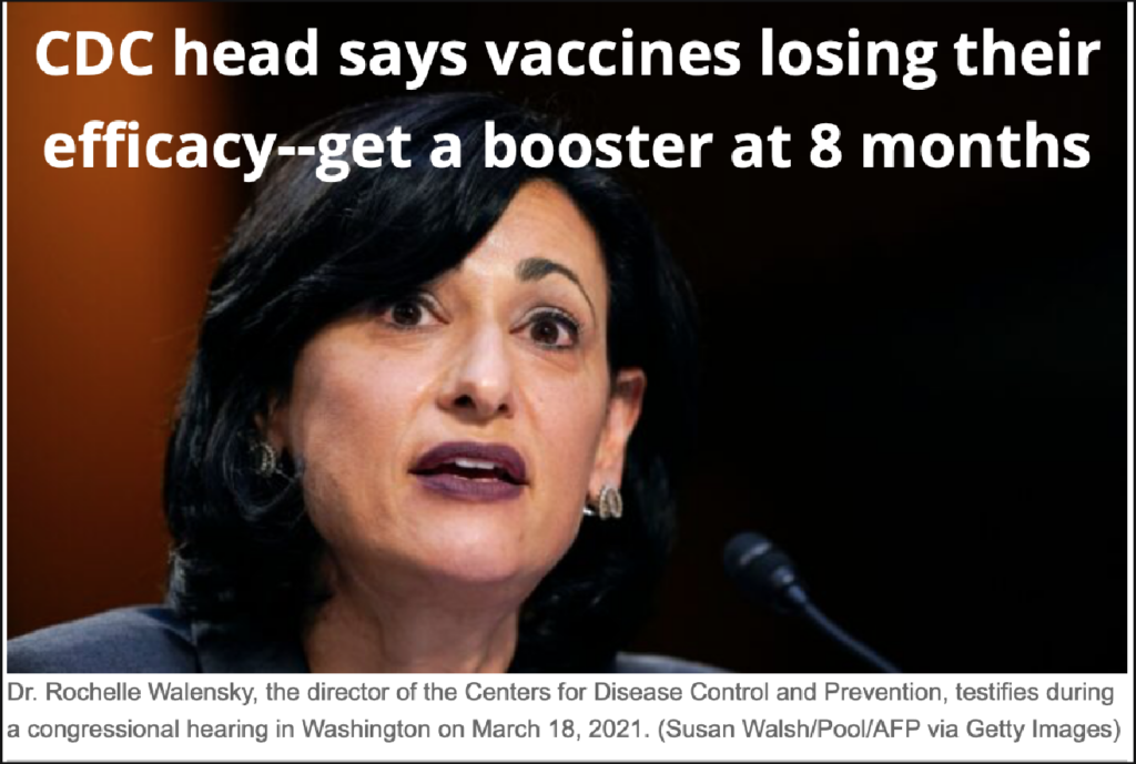 CDC head says vaccines losing their efficacy—get a booster at 8 months  