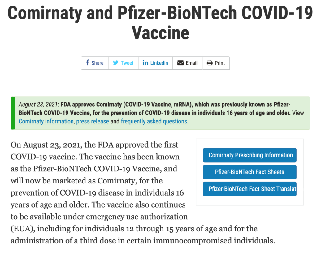 Cominarty and Pfizer-BioNTech COVID-19 Vaccine  