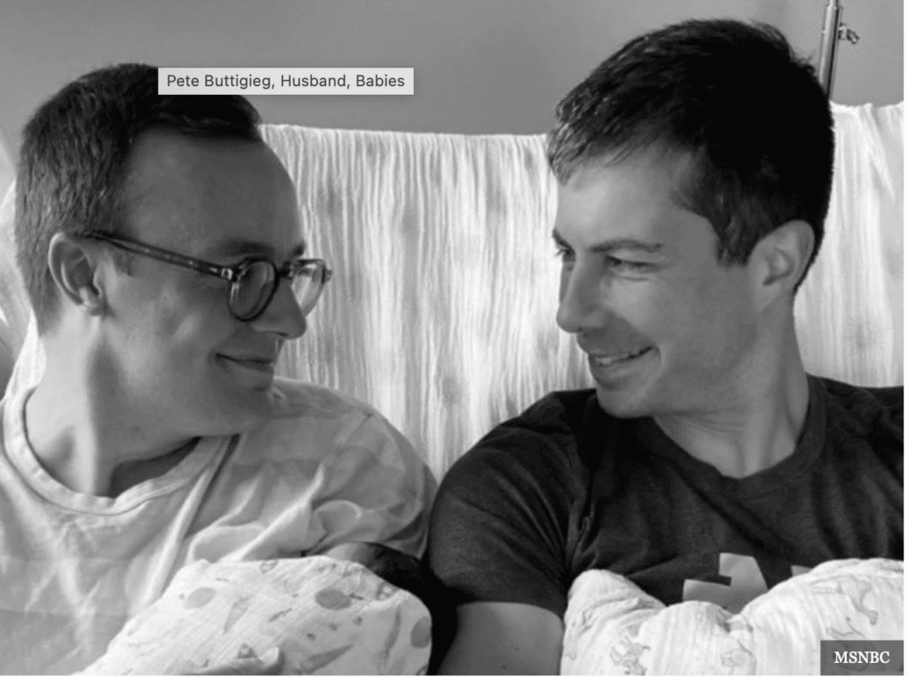 Pete Buttigieg, his husband, and their babies