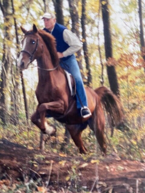 A man riding his horse