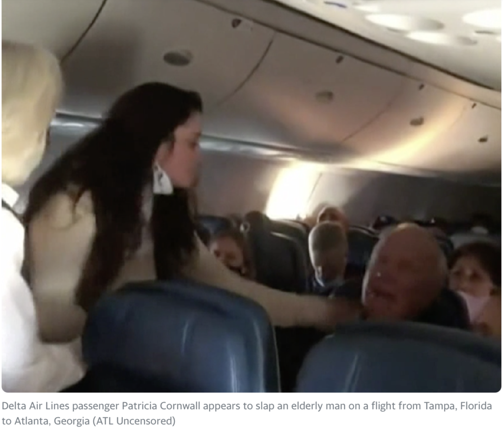 A Delta Air Lines passenger slapping an elderly man