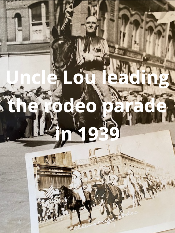 Uncle Lou leading the rodeo parade in 1939