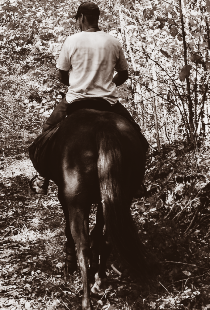 A man riding his horse