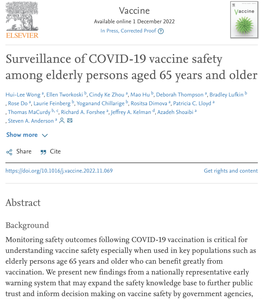 Surveillance of COVID-19 vaccine safety among elderly persons aged 65 years and older
