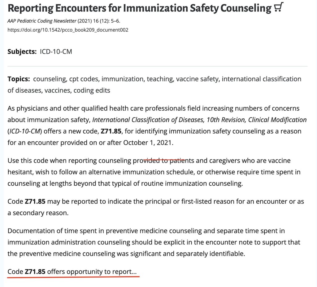 Reporting Encounters for Immunization Safety Counseling