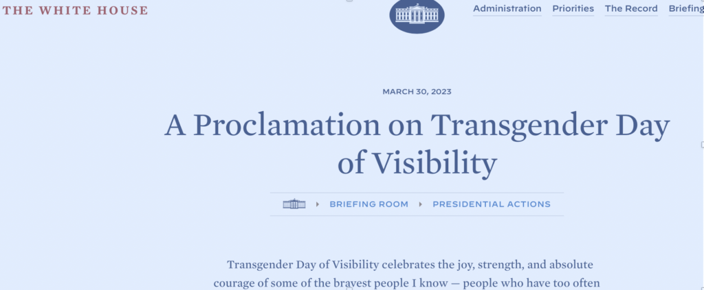 A Proclamation on Transgender Day of Visibility