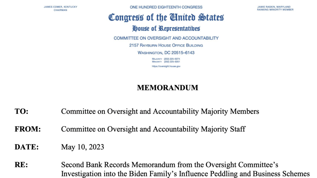 Memorandum from the Committee on Oversight and Accountability Majority Staff