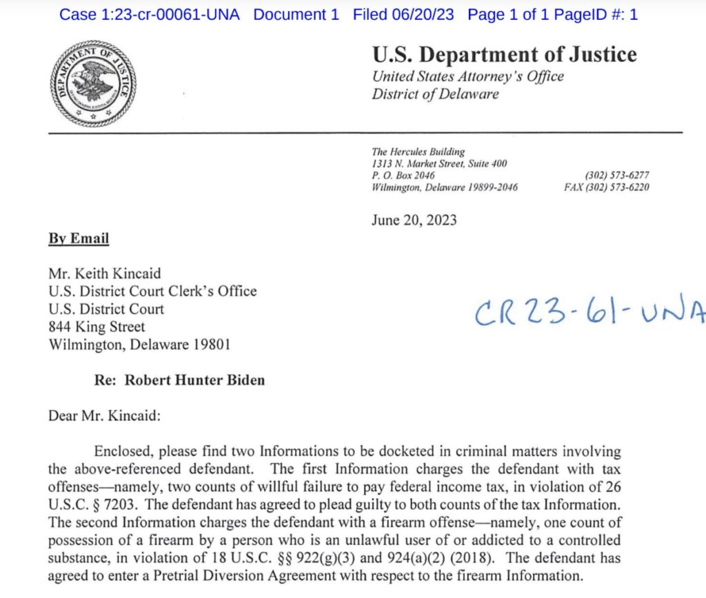 A letter to the US Department of Justice