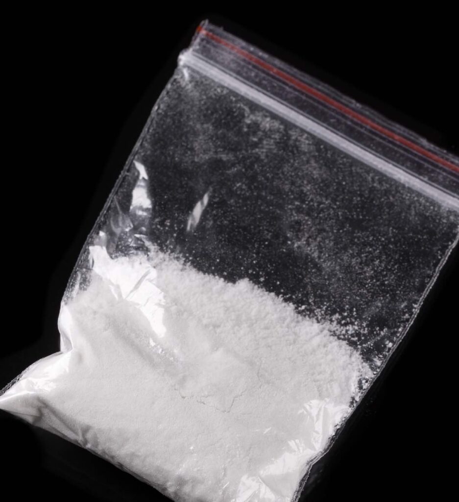 A plastic bag of cocaine drug