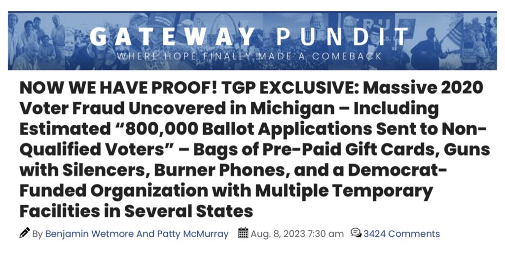 A flyer with the words gateway pundit 2020.