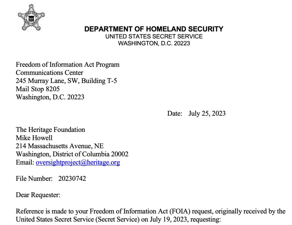 A notice from the department of homeland security