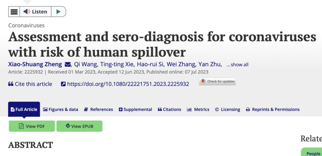 Assessment and serodiagnosis of coronavirus with risk of human spillover.