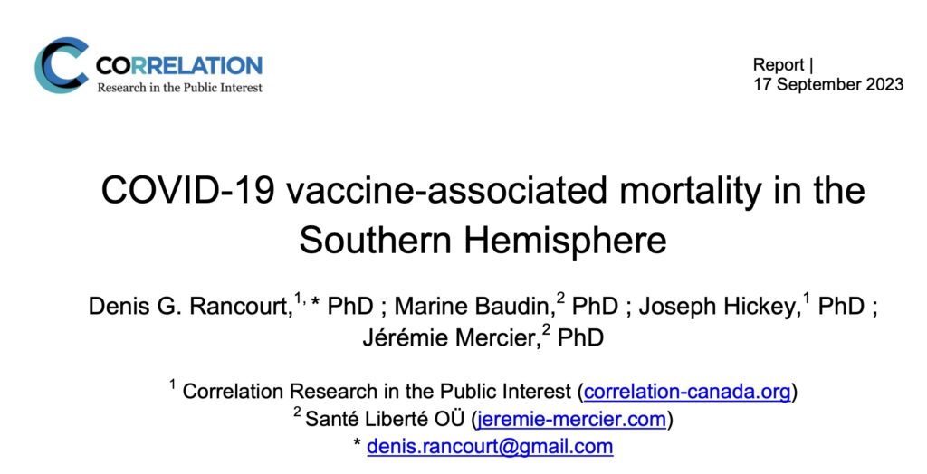 Covid vaccine associated mortality in the southern hemisphere.