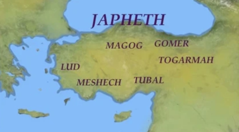 A map showing the location of japeth.
