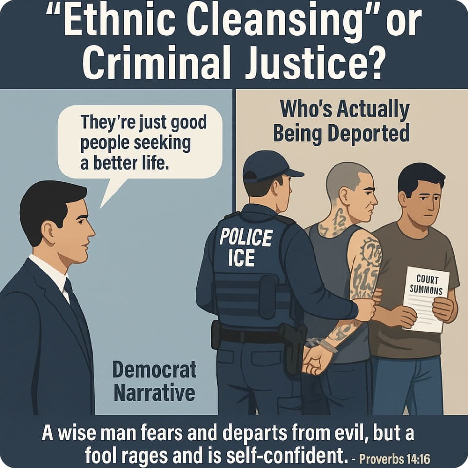 Political cartoon on deportation and criminal justice.